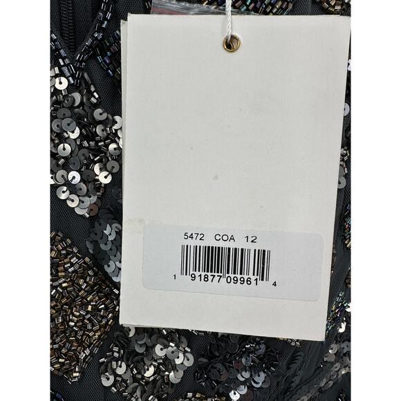 Mac Duggal Geo Embellished Midi Sheath Dress Size 12 Style 5472 - Picture 9 of 11